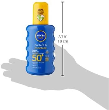 NIVEA SUN Protect & Moisture Sun Spray SPF 50+ (200ml) Moisturising Suncream Spray with SPF 50+ Advanced Sunscreen Providing Immediate Effective UVA + UVB Protection