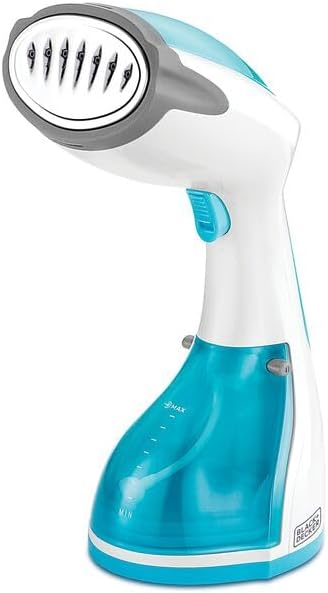 BLACK+DECKER Handheld Fabric Steamer with Steam Jet Button and Lint Remover 1200W 260ml White/Blue HST1200-B