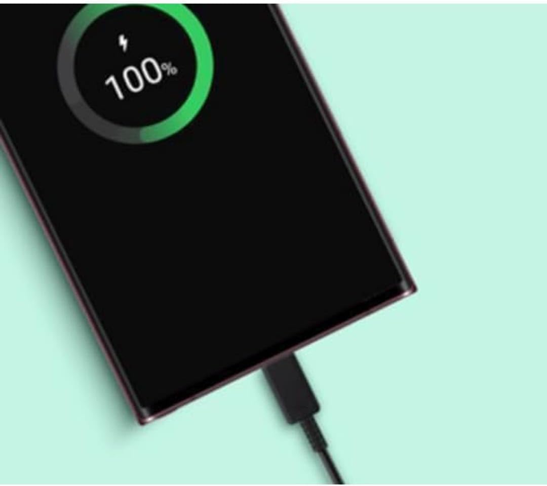 45W Fast Charger compatible with Galaxy S25 S24 S23 S22 S21 Ultra, USB-C Charger Head with 1M Type-C Cable, UK Plug, Black