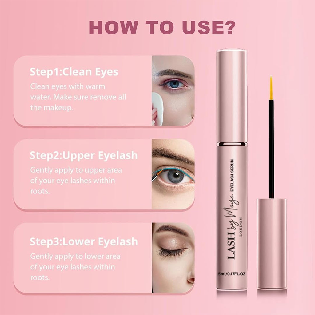 Lash by Maya Serum,Official Authentic LASH by Maya LONDON,Eyelash Growth Serum,Lash Enhancing,Cruelty Free, Made in the USA-5ml