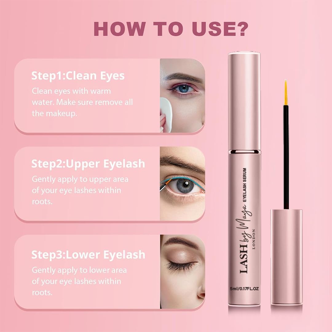 Lash by Maya Serum,Official Authentic LASH by Maya LONDON,Eyelash Growth Serum,Lash Enhancing,Cruelty Free, Made in the USA-5ml
