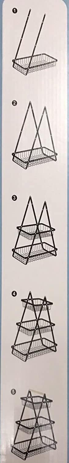 ECVV 3-Layer Countertop Fruit Storage Basket, Vegetable Rack Bread Display Stand for Kitchen, Black