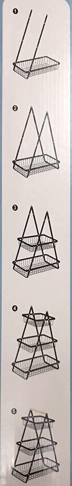 ECVV 3-Layer Countertop Fruit Storage Basket, Vegetable Rack Bread Display Stand for Kitchen, Black