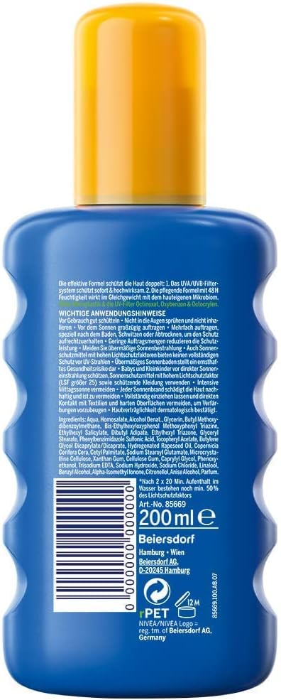 NIVEA SUN Protect & Moisture Sun Spray SPF 50+ (200ml) Moisturising Suncream Spray with SPF 50+ Advanced Sunscreen Providing Immediate Effective UVA + UVB Protection