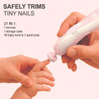 Royal Angels Baby Nail Clippers 20 in 1 by Baby | Safe Electric Baby Nail Trimmer, Baby Nail File Kit, Additional Replacement Heads, Newborn Toddler Toes and Fingernails, Trim and Polish (Pink)