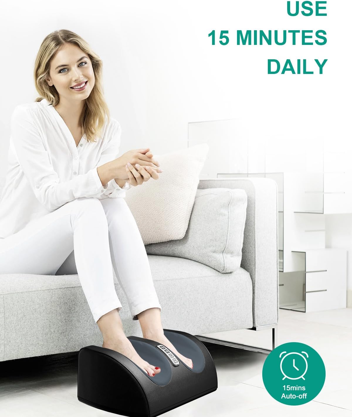LINGTENG Shiatsu Foot Massager with Heat, FSA Eligible HSA Foot Massager for Foot Massage and Calf Massage, Foot and Calf Massager with Roller, Gifts for Mom & Dad, Valentines Day Gifts