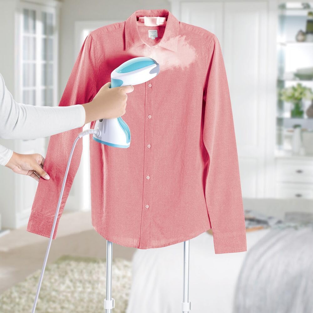 BLACK+DECKER Handheld Fabric Steamer with Steam Jet Button and Lint Remover 1200W 260ml White/Blue HST1200-B