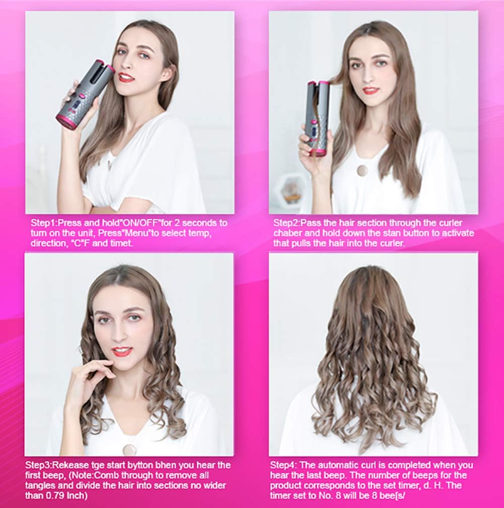 Wireless Automatic Curling Iron with Rechargeable Battery