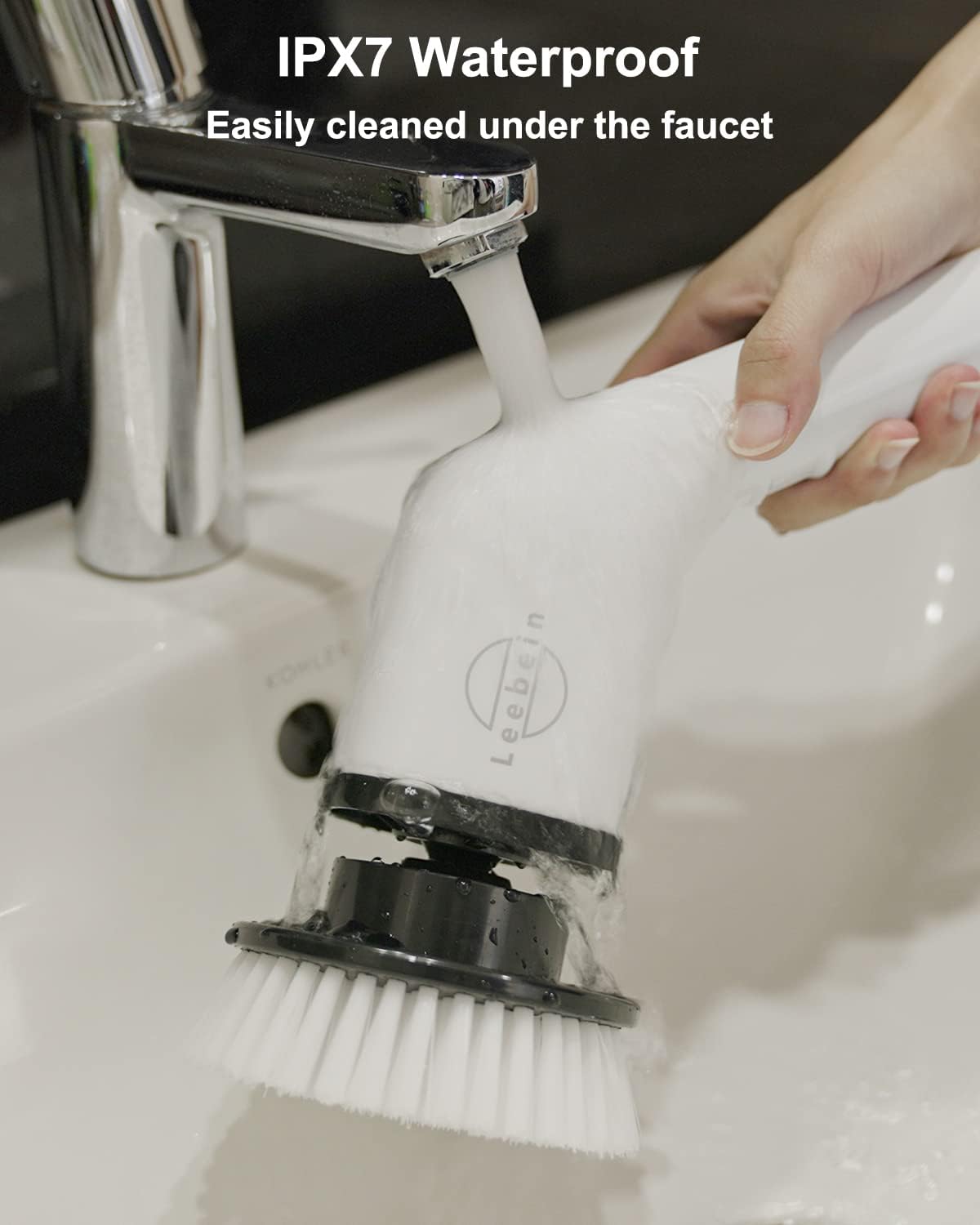 Leebein Electric Cleaning Brush, 2022 Spin Scrubber Cordless with 8 Interchangeable Drill Brush Heads, Tub and Floor Tile Mop Set with 137 cm Adjustable Handle for Bathroom Kitchen Car Floor (White)