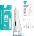 COSLUS Professional C20 Water Flosser For Teeth Braces Gums Care, Cordless Oral Irrigator, Deep Cleaning, Rechargeable, Waterproof, BPA-Free, Portable, Home and Travel, White