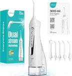 COSLUS Professional C20 Water Flosser For Teeth Braces Gums Care, Cordless Oral Irrigator, Deep Cleaning, Rechargeable, Waterproof, BPA-Free, Portable, Home and Travel, White