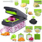 Vegetable Chopper, Onion Chopper, Mandolin Slicer,rofessional food Choppermultifunctional Vegetable Chopper and Slicer, Dicing Machine, AdjustableVegetable Cutter With Container(Green)