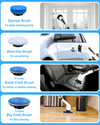 Leebein Electric Cleaning Brush, 2022 Spin Scrubber Cordless with 8 Interchangeable Drill Brush Heads, Tub and Floor Tile Mop Set with 137 cm Adjustable Handle for Bathroom Kitchen Car Floor (White)