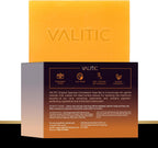 VALITIC 2 Pack Kojic Acid Vitamin C & Retinol Soap Bars for Dark Spot Bundle with 2 Black Exfoliating Gloves for Body Scrubs