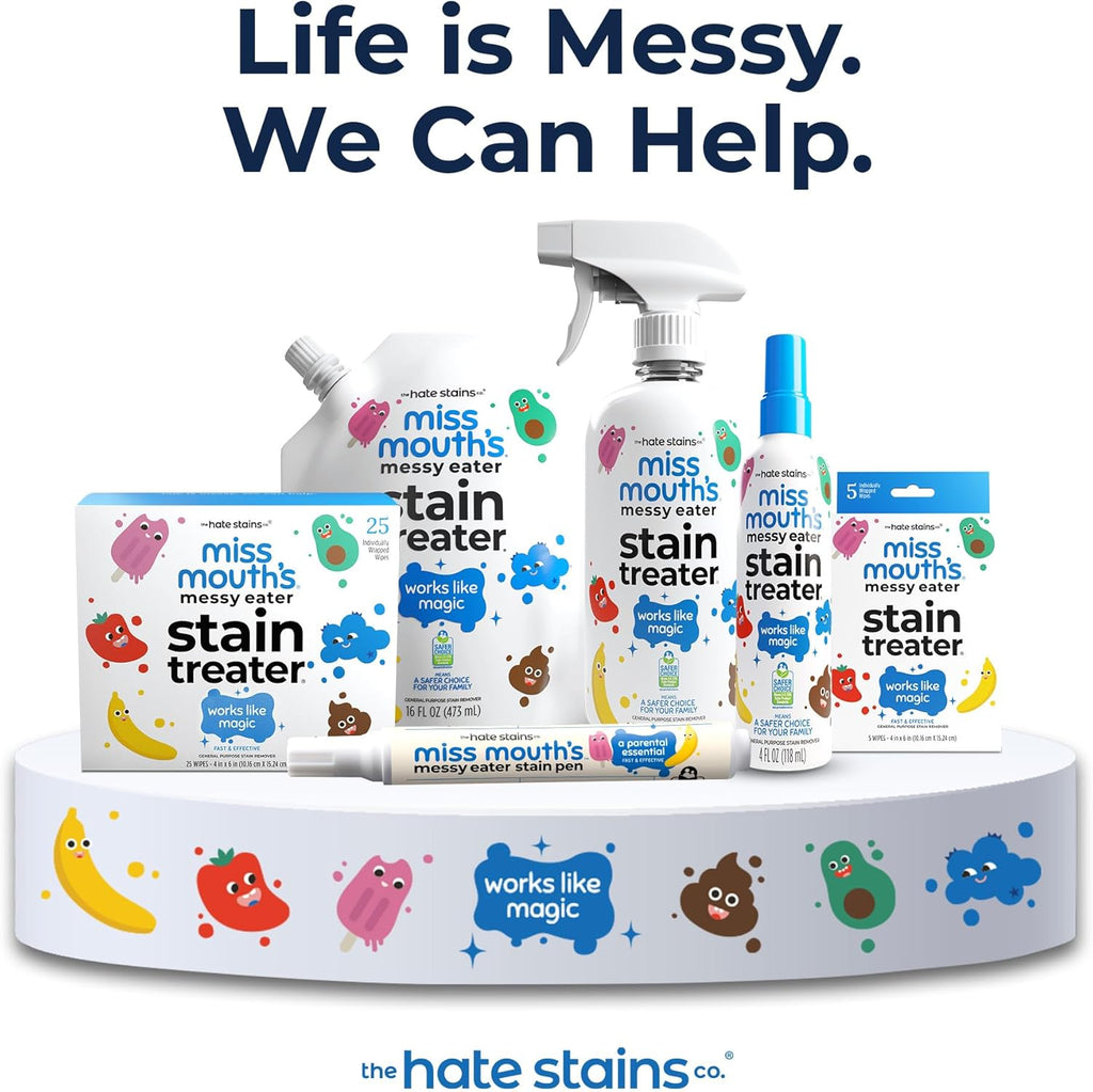 Miss Mouth's Messy Eater Stain Treater Spray - 4oz 3 Pack Stain Remover - Newborn & Baby Essentials - No Dry Cleaning Food, Grease, Coffee Off Laundry, Underwear, Fabric