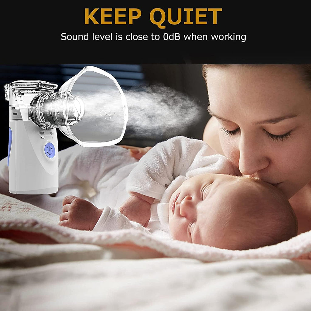 CGY Portable Automatic Mesh Inhaler Humidifier for Adults and Children with Masks and Mouthpieces, Blue