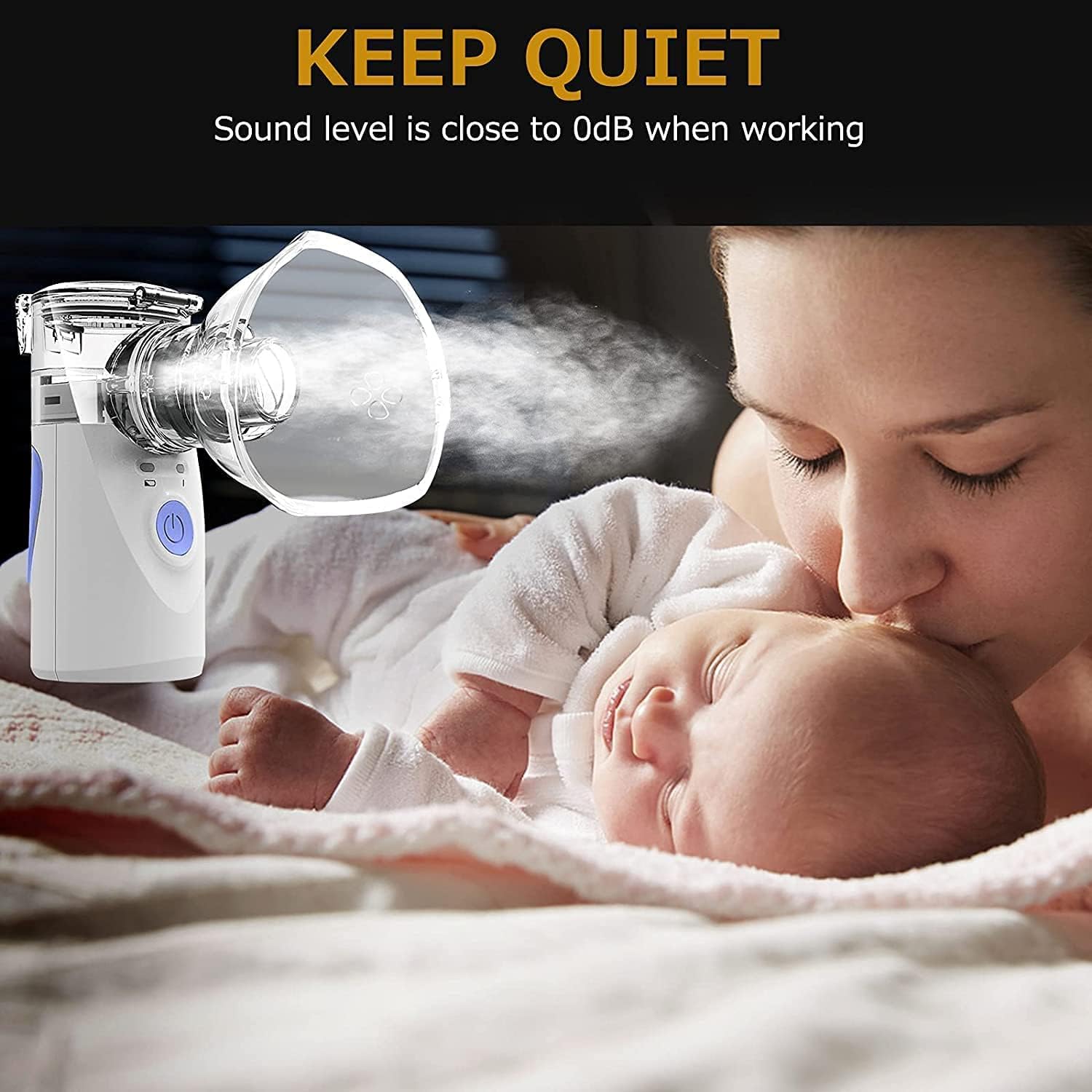 CGY Portable Automatic Mesh Inhaler Humidifier for Adults and Children with Masks and Mouthpieces, Blue