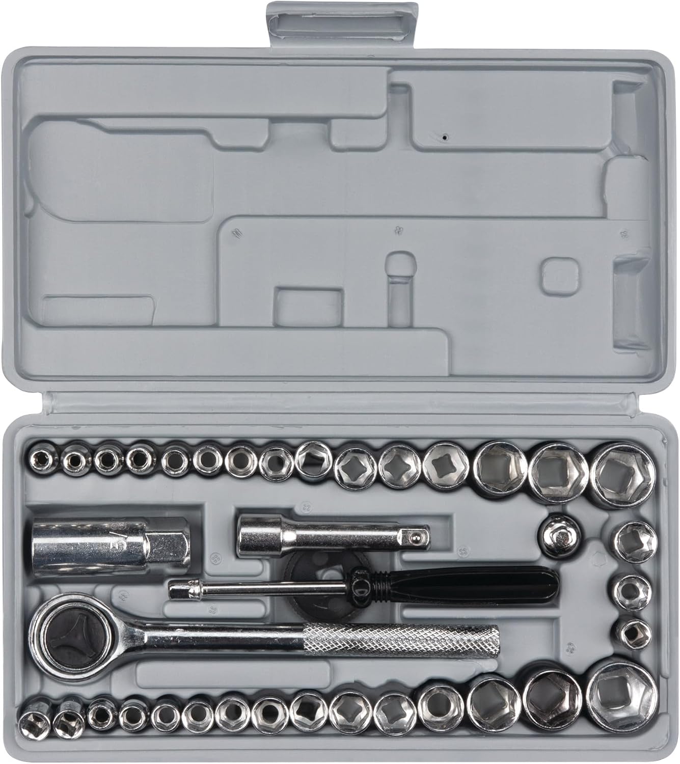 PERFORMANCE TOOL W1173 Sae/Metric 40-Piece Socket Set (1/4" & 3/8" Drive), Silver