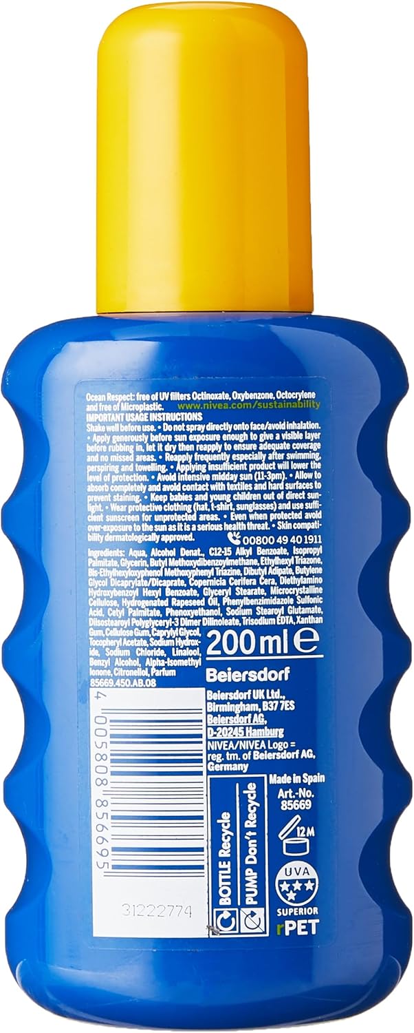 NIVEA SUN Protect & Moisture Sun Spray SPF 50+ (200ml) Moisturising Suncream Spray with SPF 50+ Advanced Sunscreen Providing Immediate Effective UVA + UVB Protection