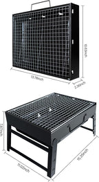 Kizmyee BBQ Barbeque Grill Outdoor, Portable Folding Charcoal Barbecue Desk Tabletop Stainless Steel Smoker for Picnic Garden Terrace Camping Travel 15.35''x11.41''x2.95''