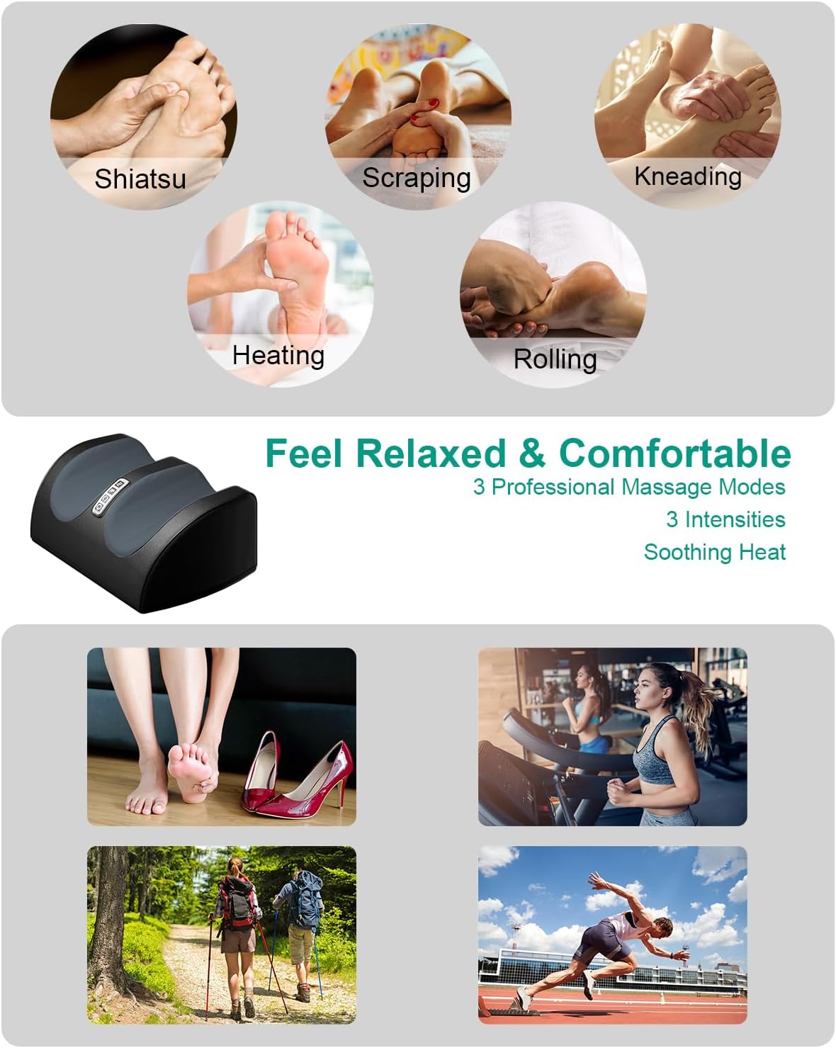 LINGTENG Shiatsu Foot Massager with Heat, FSA Eligible HSA Foot Massager for Foot Massage and Calf Massage, Foot and Calf Massager with Roller, Gifts for Mom & Dad, Valentines Day Gifts