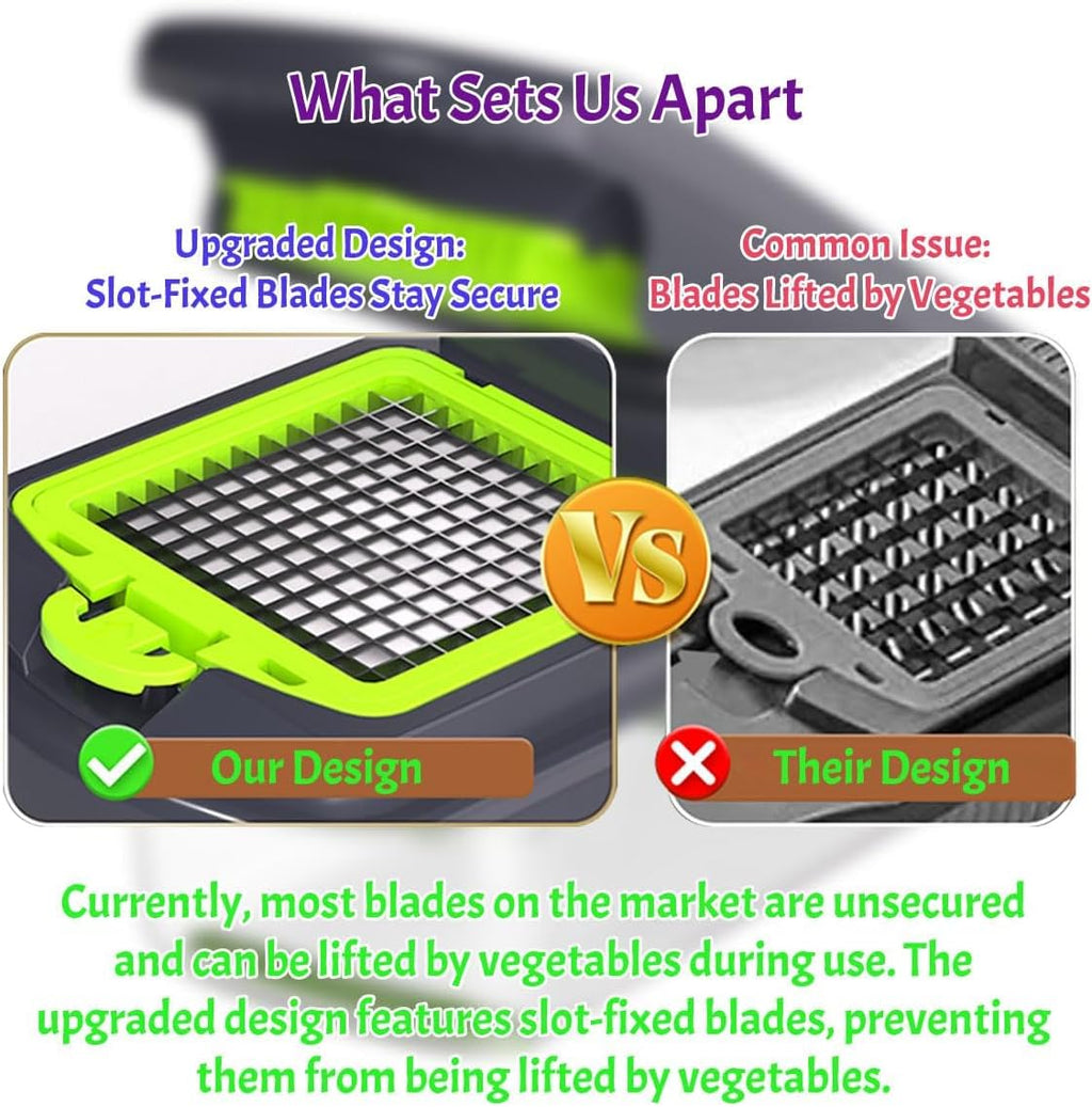 Vegetable Chopper, Onion Chopper, Mandolin Slicer,rofessional food Choppermultifunctional Vegetable Chopper and Slicer, Dicing Machine, AdjustableVegetable Cutter With Container(Green)