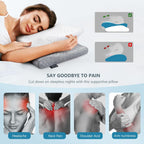 ZAMAT Adjustable Cervical Memory Foam Pillow, Odorless Neck Pillows for Pain Relief, Orthopedic Contour Pillows for Sleeping with Cooling Pillowcase, Bed Support Pillow for Side, Back, Stomach Sleeper