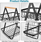 ECVV 3-Layer Countertop Fruit Storage Basket, Vegetable Rack Bread Display Stand for Kitchen, Black