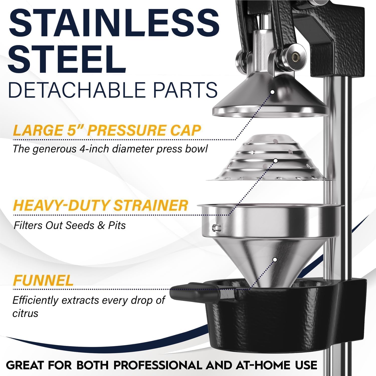 Cast Iron Citrus Juicer, Commercial Grade Manual Hand Press, Heavy-Duty Countertop Squeezer for Fresh Fruit Juice