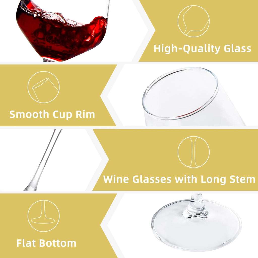 SHYRC Long Stem Wine Glasses Set of 8, 12oz Clear Red/White for Party, Wedding and Home (US-LTN-HJB-6303-8)