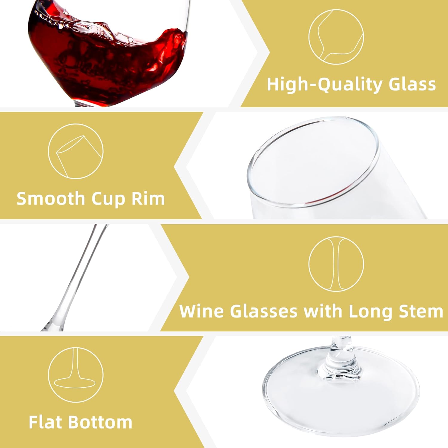 SHYRC Long Stem Wine Glasses Set of 8, 12oz Clear Red/White for Party, Wedding and Home (US-LTN-HJB-6303-8)