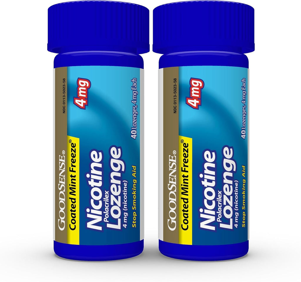 Good Sense Coated Ice Mint Nicotine Polacrilex Lozenges, 4 mg, Stop Smoking Aid, 80 Count