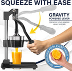 Cast Iron Citrus Juicer, Commercial Grade Manual Hand Press, Heavy-Duty Countertop Squeezer for Fresh Fruit Juice