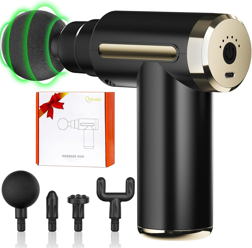 cotsoco Mini Massage Gun, Pocket-Size Deep Tissue Percussion Muscle Massage Gun, USB-C Fast Charge, Handheld Back Neck Massager for Pain Relief, Best Gifts for Dad Mom