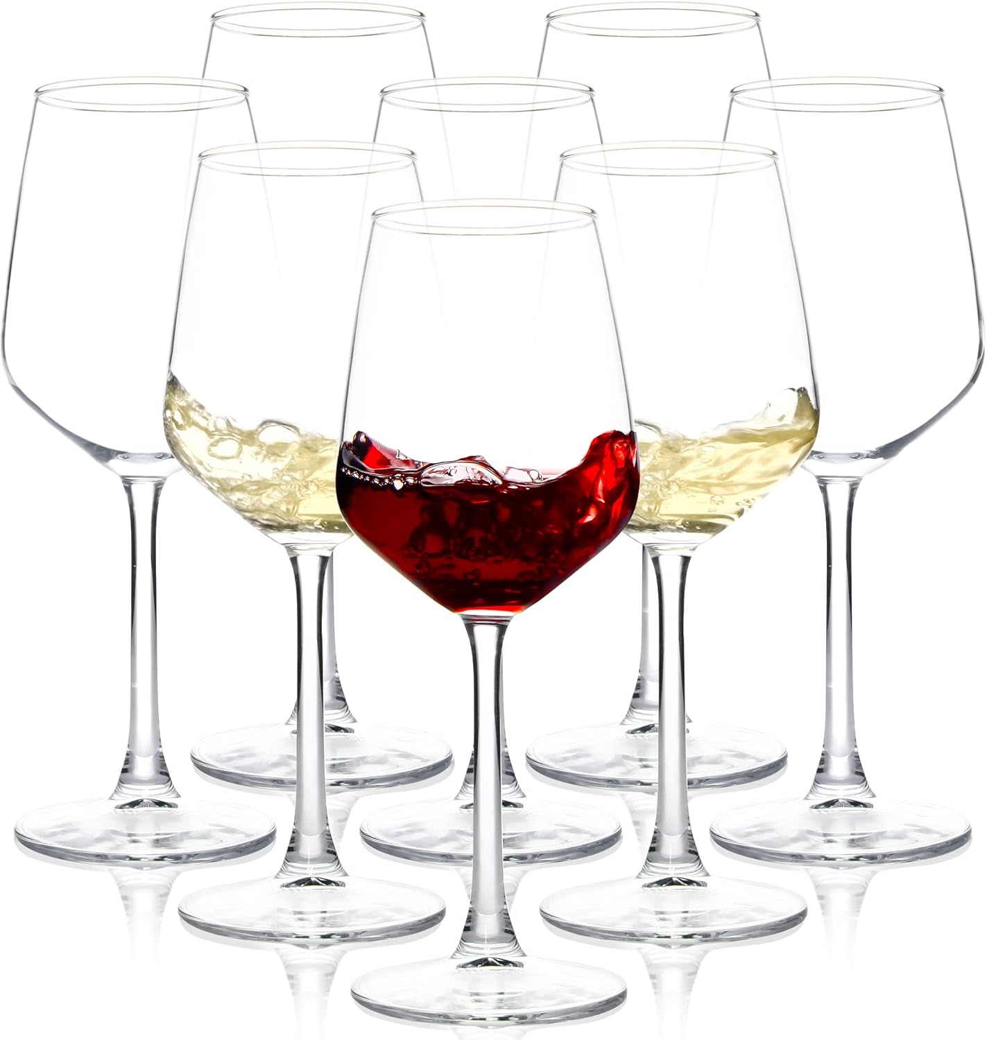 SHYRC Long Stem Wine Glasses Set of 8, 12oz Clear Red/White for Party, Wedding and Home (US-LTN-HJB-6303-8)