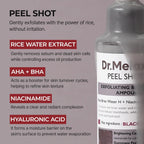 Dr.Melaxin Peel Shot Glow Black Rice Peeling Ampoule, Soft Exfoliating Face and Body Scrub Dead Skin Cells, Blackheads Remover for All Skin Types, 80