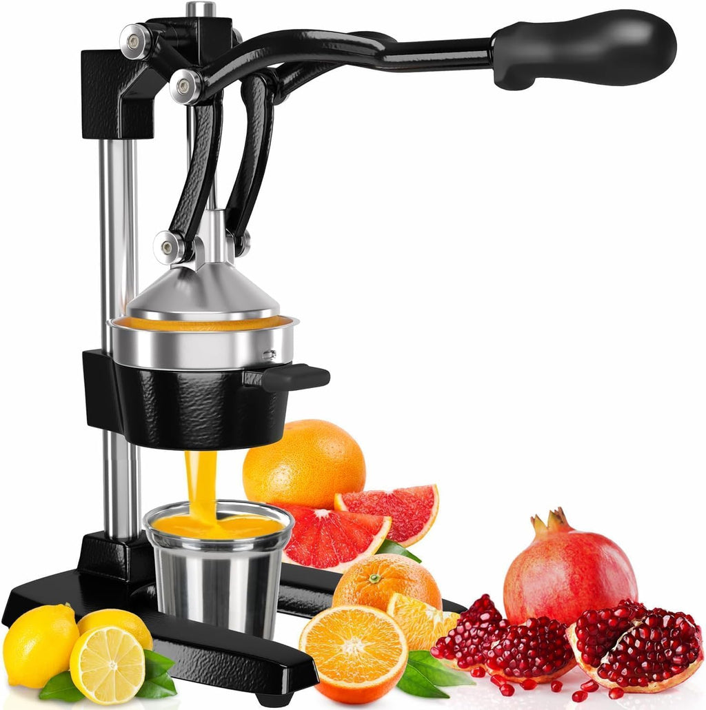 Cast Iron Citrus Juicer, Commercial Grade Manual Hand Press, Heavy-Duty Countertop Squeezer for Fresh Fruit Juice
