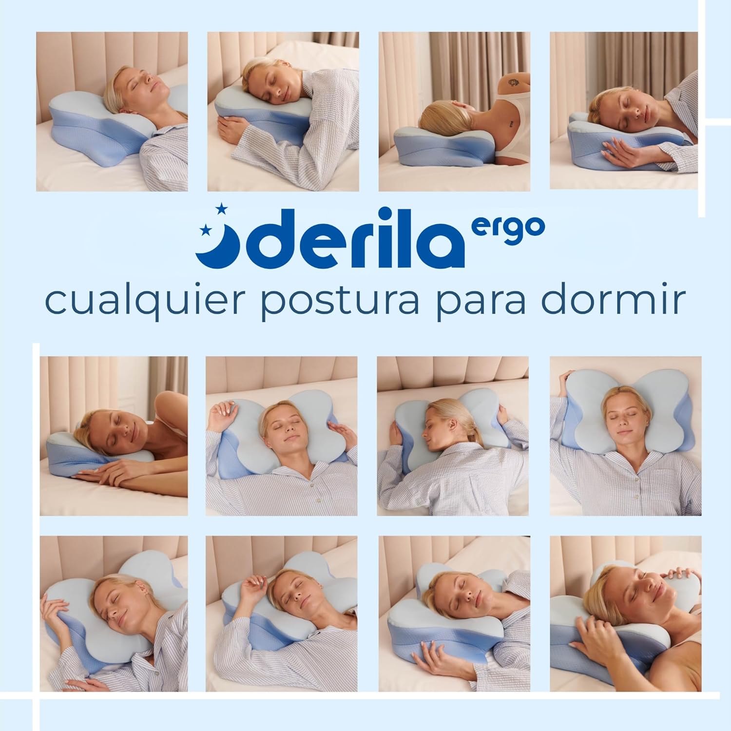 Derila Ergo Neck Pillow, Memory Foam Support Ergonomic Pillow For Sides, Back And Stomach Sleepers