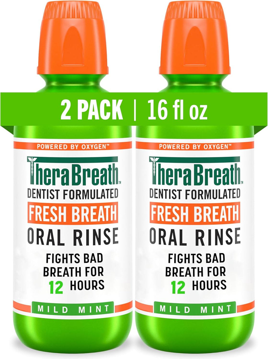 TheBreatheCo Fresh Breath Dentist Formulated Oral Rinse, Mild Mint, 16 Ounce (Pack of 2)