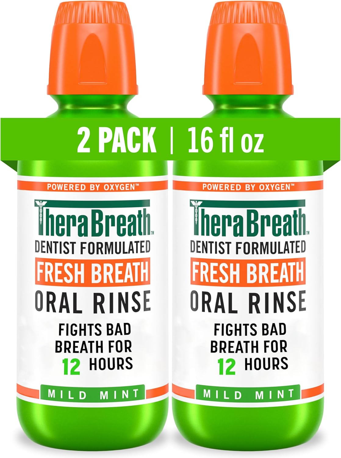 TheBreatheCo Fresh Breath Dentist Formulated Oral Rinse, Mild Mint, 16 Ounce (Pack of 2)