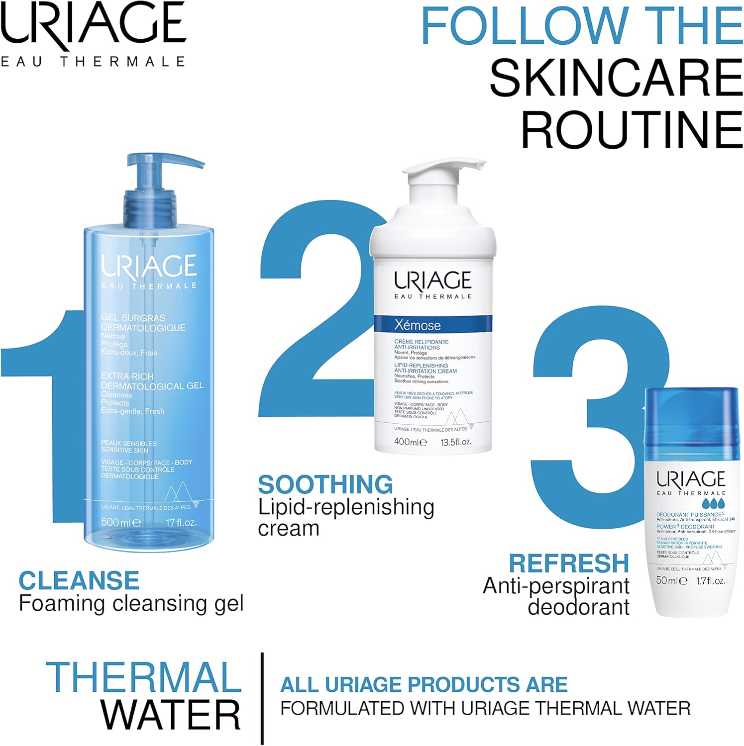 Uriage Power 3 Antiperspirant Deodorant Roll-On 50ml