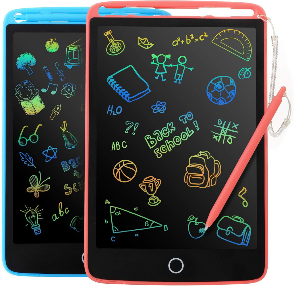 KIDWILL 2 Pack LCD Writing Tablet for Kids - Colorful Screen Drawing Board 8.5inch Doodle Scribbler Pad Learning Educational Toy - Gift for 2-6 Years Old Boy Girl (Blue/Pink)