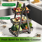 ECVV 3-Layer Countertop Fruit Storage Basket, Vegetable Rack Bread Display Stand for Kitchen, Black