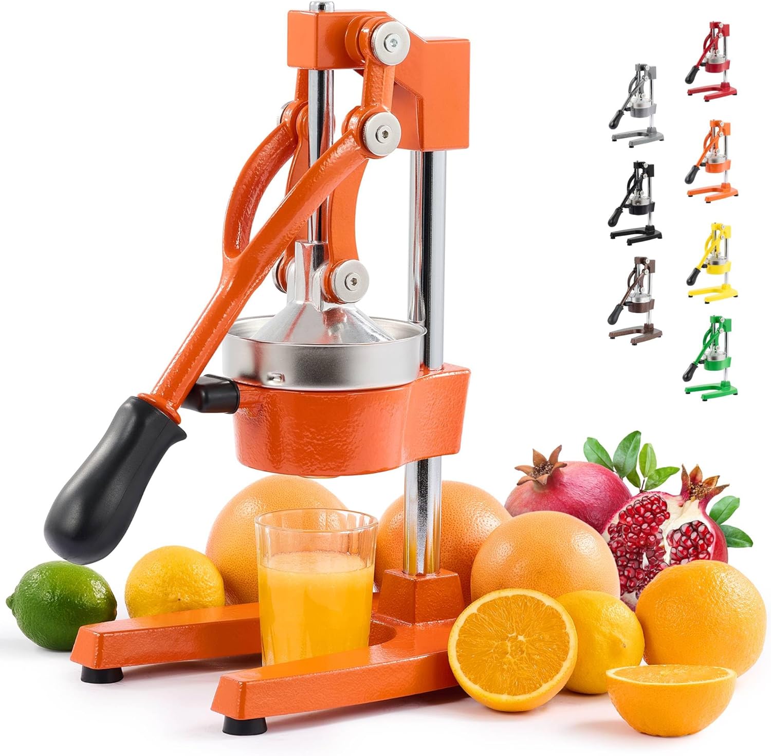 CO-Z Commercial Grade Citrus Juicer Professional Hand Press Manual Fruit Juicer Orange Juice Squeezer for Lemon Lime Pomegranate (Multicolor Cast Iron/Stainless Steel)