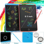 KIDWILL 2 Pack LCD Writing Tablet for Kids - Colorful Screen Drawing Board 8.5inch Doodle Scribbler Pad Learning Educational Toy - Gift for 2-6 Years Old Boy Girl (Blue/Pink)
