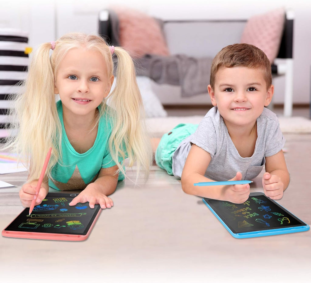 KIDWILL 2 Pack LCD Writing Tablet for Kids - Colorful Screen Drawing Board 8.5inch Doodle Scribbler Pad Learning Educational Toy - Gift for 2-6 Years Old Boy Girl (Blue/Pink)