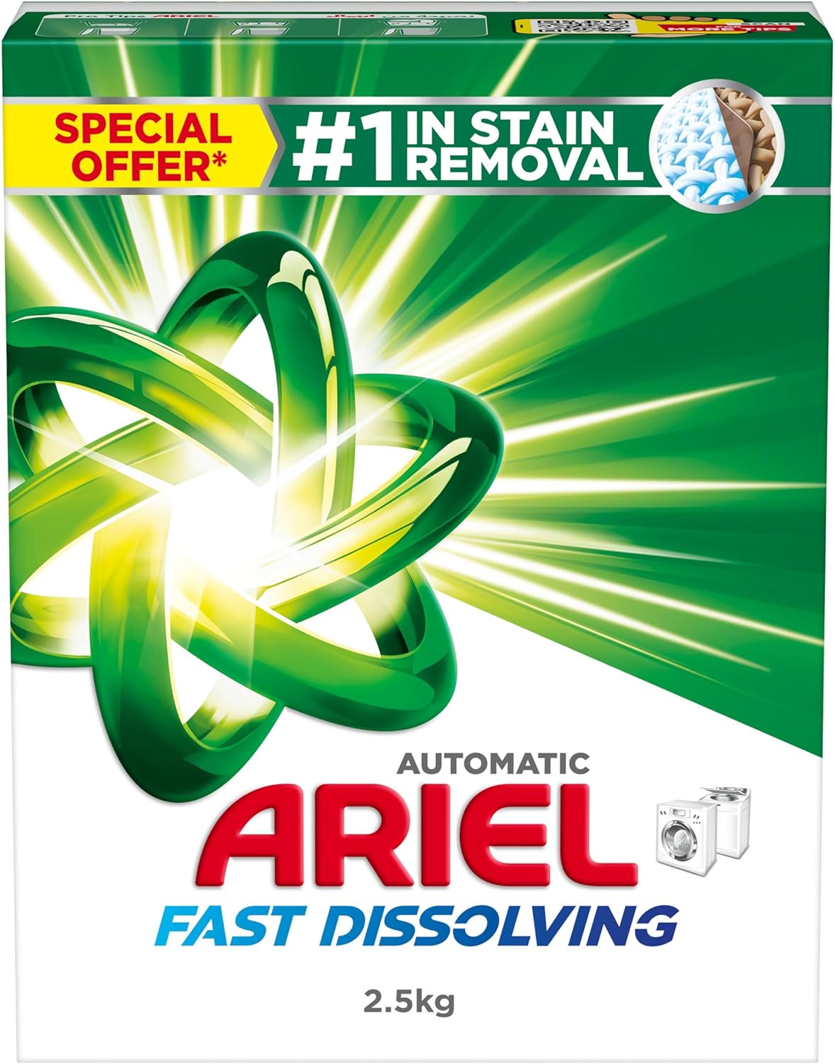 Ariel Fast Dissolving Laundry Detergent Powder, 2.5 KG